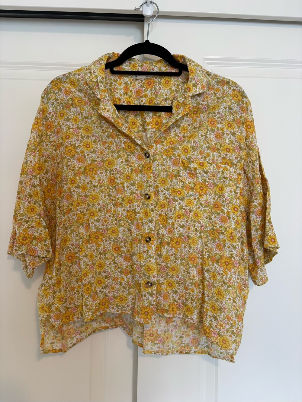 Billabong Yellow Floral Button-Down Shirt